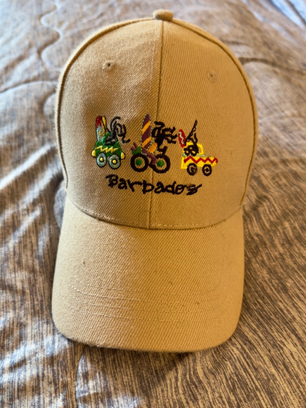 Vintage Beige Hat with Colorful Embroidery - Barbados